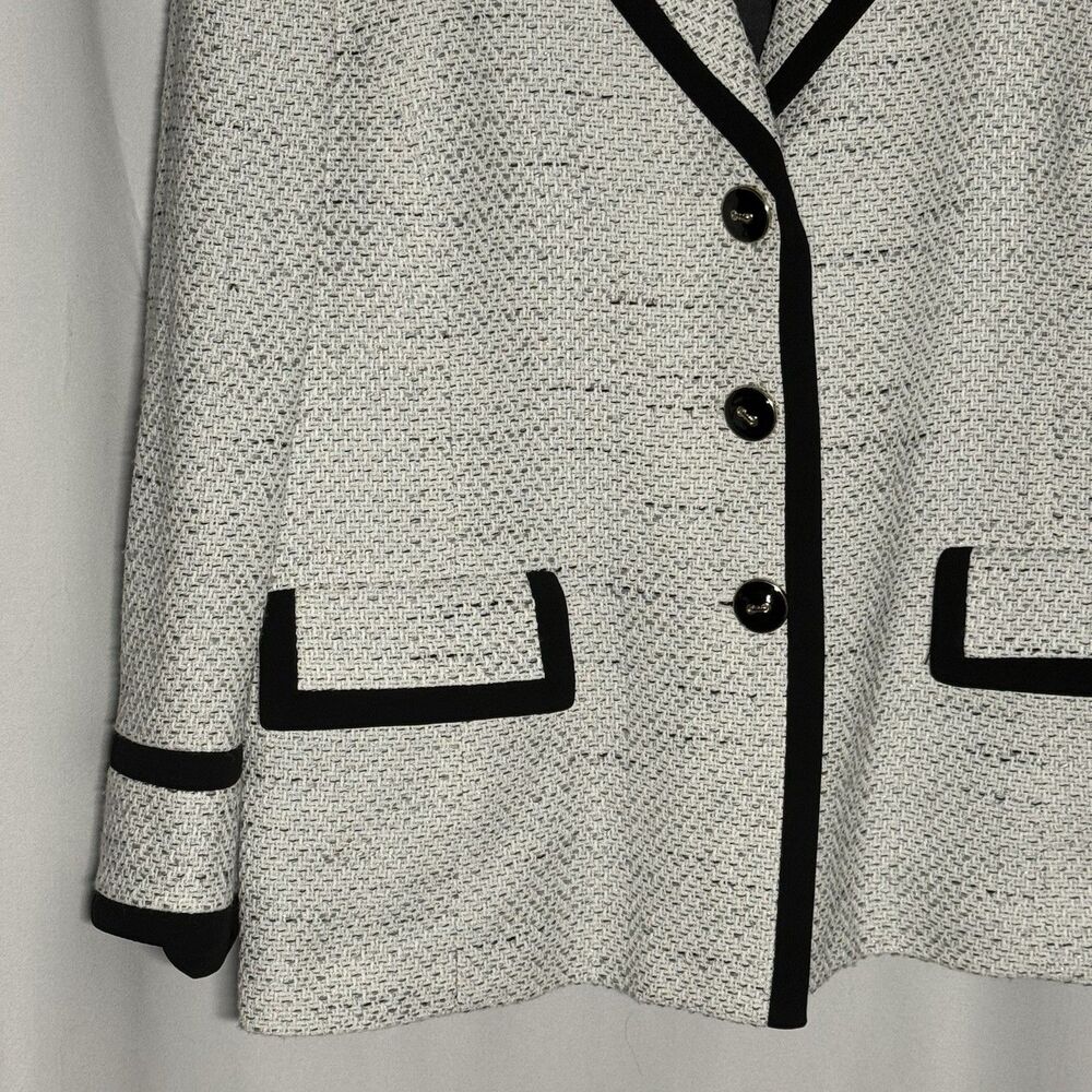 Kasper Tweed Contrast Black White 3 Button Women's Blazer Jacket Plus Size 18 - Picture 6 of 16